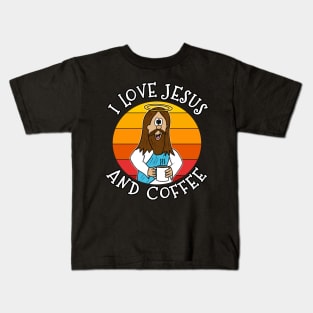 I Love Jesus and Coffee Christian Church Funny Kids T-Shirt